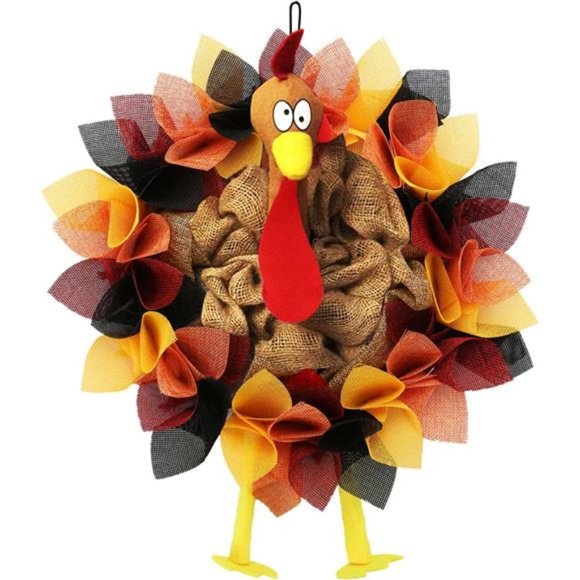 Thanksgiving Door Decorations Turkey Decor Thanksgiving Wreath for Front Door - Picture 1 of 7